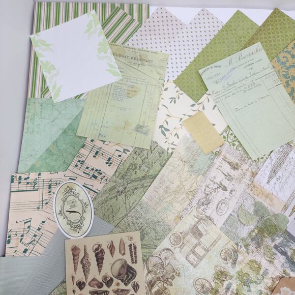 Ephemera Lot 40 Pieces Green Collection New & Vintage Junk Journal Craft Pack - Picture 2 of 7